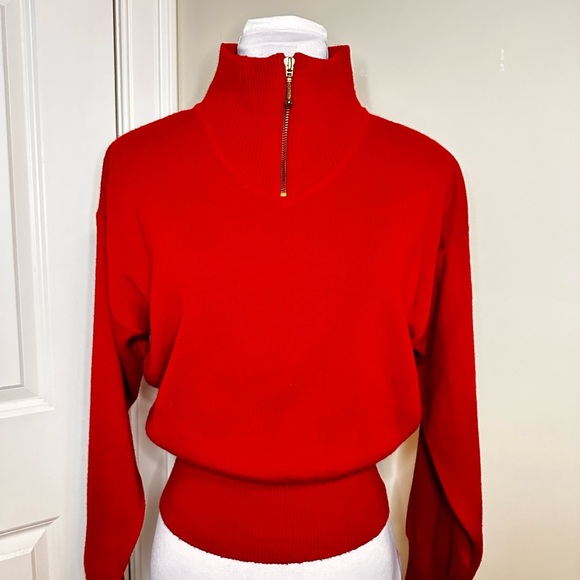 MEISTER Red Quarter Zip Wool Top Red size small - Picture 9 of 9